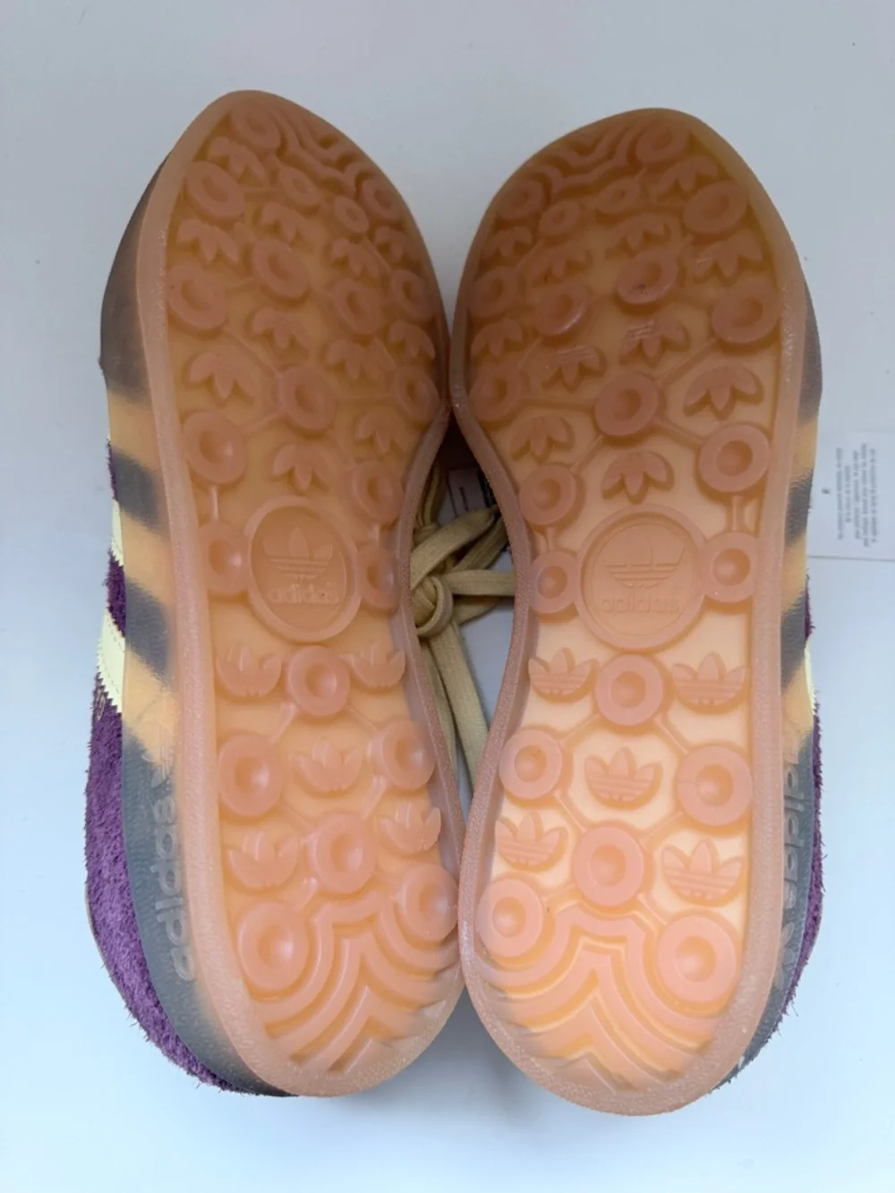 Adidas Gazelle Indoor Plum Burgundy Suede Terry Sneakers Cream Stripes - 5 US - Picture 7 of 11